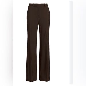 Theory Demitria 2 Wool Pants in Mink Dark Brown 12